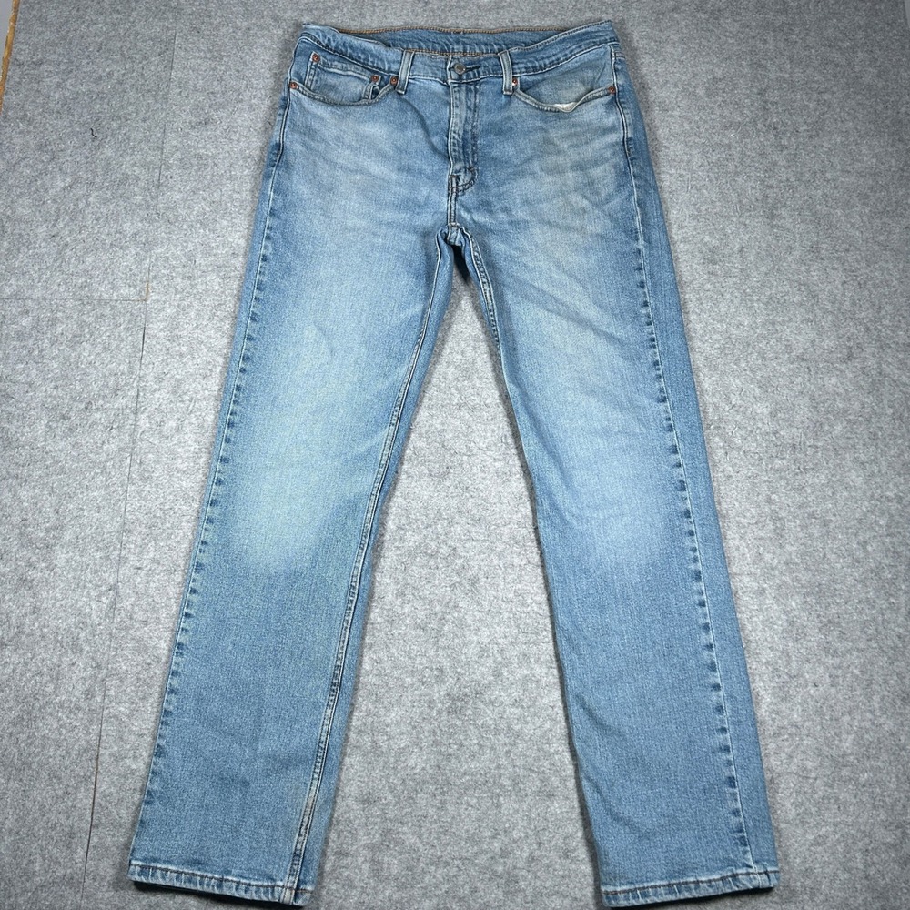 Levi's Denim Men 34x32 Light Wash 514 Straight Leg Casual Classic Blue Jeans